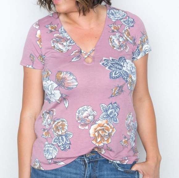 Amelia James Tops - Criss Cross Floral Top Amelia James Tops - Criss Cross Floral Top